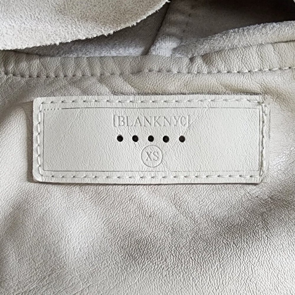 Blank NYC Faux Suede/Leather Moto Jacket XS or SM Beige Taupe Asymmetrical Zip - Picture 4 of 6